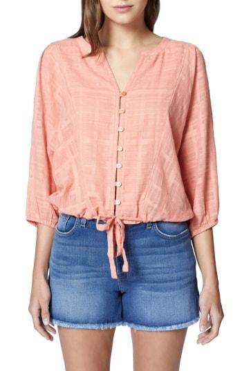 Women's Sanctuary Indio Tie Front Top, Size - Coral