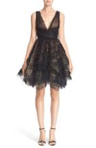 Women's Marchesa Embroidered Tulle Fit & Flare Dress