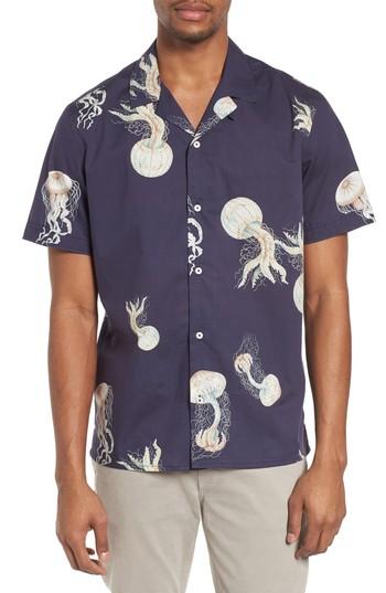 Men's Devereux Playa Stripe Oversize Camp Shirt - Blue