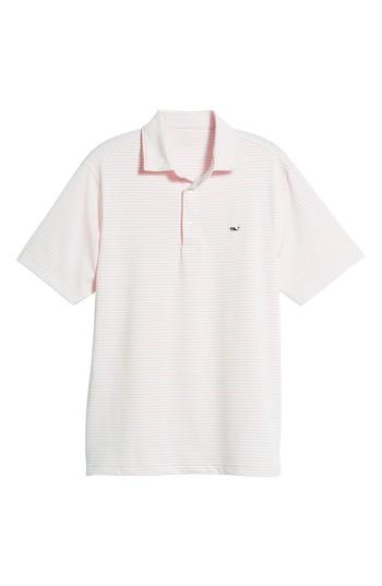 Men's Vineyard Vines Color To White Feeder Stripe Polo, Size - Pink