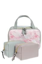 Violet Ray New York 3-piece Zip Cosmetic Cases, Size - Pink Marble