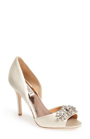 Women's Badgley Mischka 'giana' Satin D'orsay Pump W - Ivory