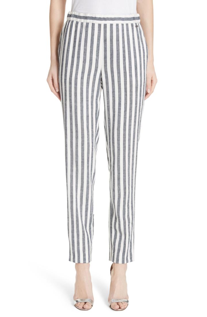 Women's St. John Collection Stripe Twill Pants - Blue