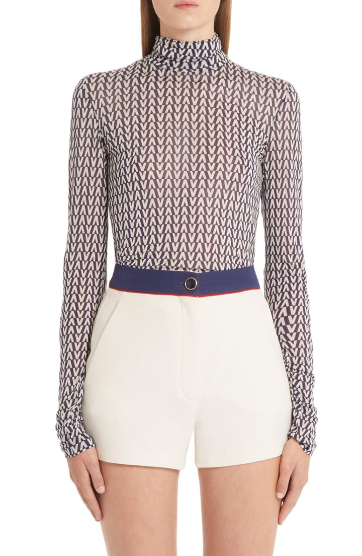 Women's Valentino V-print Jersey Top - Blue