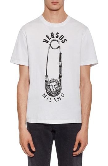 Men's Versus By Versace Safety Pin Graphic T-shirt - White
