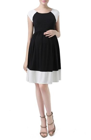 Women's Kimi And Kai 'andie' Colorblock Maternity Skater Dress - Black