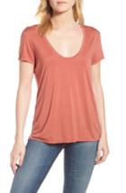 Women's Splendid Deep U-neck Tee - Coral