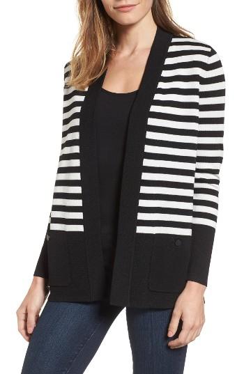 Women's Anne Klein Malibu Stripe Cardigan - Black