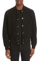 Men's Versace Suede Bomber Jacket Eu - Black