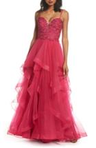 Women's La Femme Lace & Tiered Tulle Ballgown - Pink