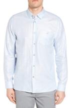 Men's Ted Baker London Linlins Herringbone Cotton & Linen Sport Shirt (xl) - Blue