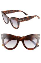 Women's Tom Ford Karina 47mm Cat Eye Sunglasses - Blonde Havana Gradient