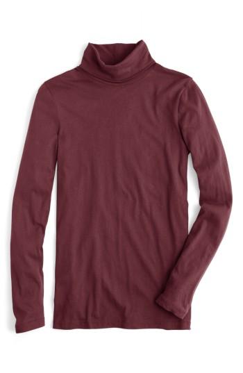 Women's J.crew Tissue Turtleneck Tee, Size - Burgundy