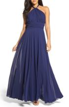 Women's Lulus Chiffon Halter Gown - Blue