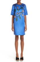 Women's Marni Floral Print Duchesse Satin Dress Us / 44 It - Blue
