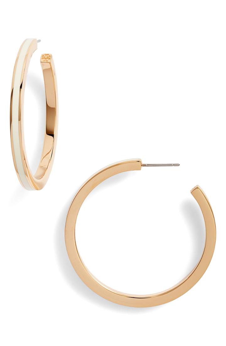 Women's Tory Burch Enameled Hoop Earrings