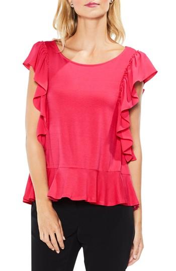 Women's Vince Camuto Ruffle Sleeve Mix Media Top