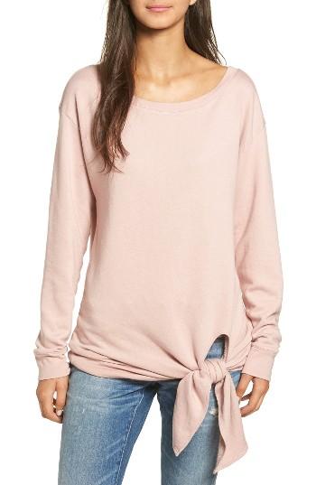 Women's Hinge Tie Front Fleece Top - Pink