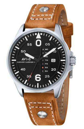 Men's Avi-8 'hawker Harrier Ii' Leather Strap Watch, 45mm
