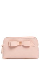 Ted Baker London Emmahh Bow Small Leather Cosmetics Case, Size - Light Pink