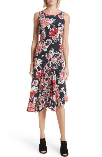 Women's Grey Jason Wu Floral Print Silk Asymmetrical Dress
