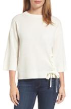 Women's Halogen Side Tie Wool And Cashmere Sweater, Size - Ivory