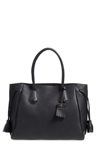 Longchamp 'penelope' Tassel Drawstring Leather Tote -