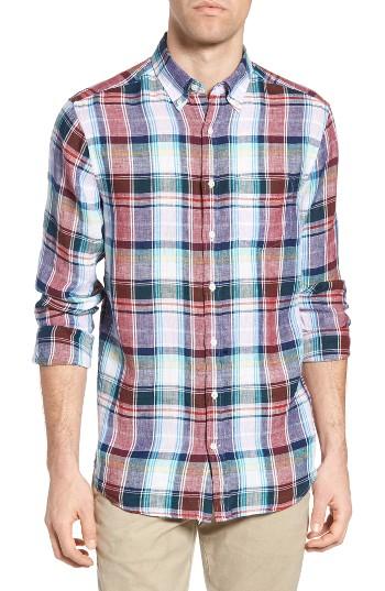 Men's Gant Fitted Linen Plaid Sport Shirt