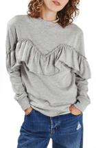 Women's Topshop Jersey Ruffle Sweatshirt