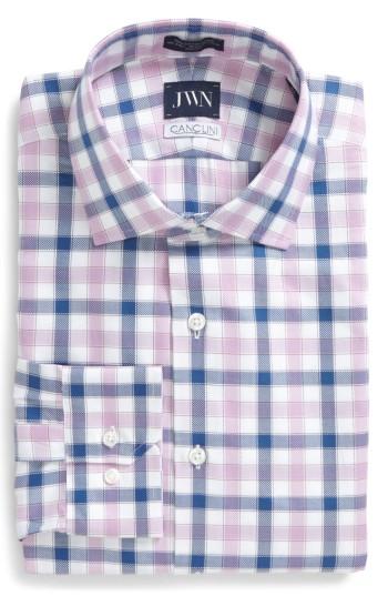 Men's John W. Nordstrom Trim Fit Plaid Dress Shirt .5 32/33 - Pink