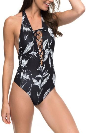 Women's Roxy Stappy Love One-piece Swimsuit - Black