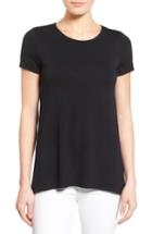 Women's Vince Camuto Woven Back High/low Knit Top - Black