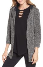 Women's Chaus Slub Knit Hooded Open Cardigan - Black