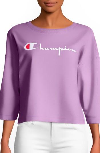 Women's Champion Logo Crop Tee - Pink