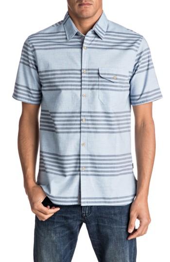 Men's Quiksilver Srut Box Stripe Woven Shirt - Blue