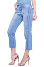 Women's Liverpool Embroidered Tuxedo Stripe Raw Hem Jeans - Blue