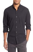 Men's W.r.k 'reworkd' Slim Fit Solid Mixed Media Sport Shirt - Black