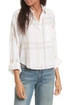 Women's Free People Cutie Plaid Button Down Shirt - Ivory