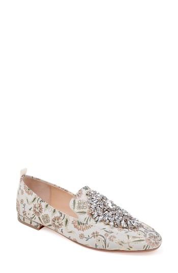 Women's Badgley Mischka Salma Crystal Embellished Loafer M - White