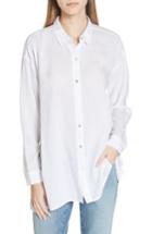Women's Eileen Fisher Classic Collar Notch Shirt, Size - White