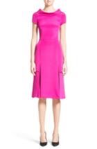 Women's Carolina Herrera Portrait Collar Silk Satin Dress - Pink