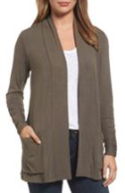 Women's Bobeau Ruched Sleeve Cardigan - Green