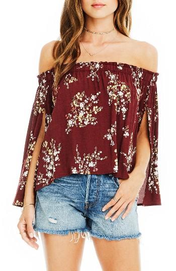 Women's Astr The Label Annabelle Off The Shoulder Blouse - Burgundy