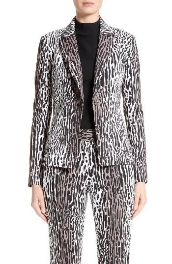 Women's St. John Collection Leopard Stretch Jacquard Jacket - Brown