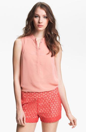 Kensie Sleeveless Chiffon Blouse (online Exclusive) Peach Large