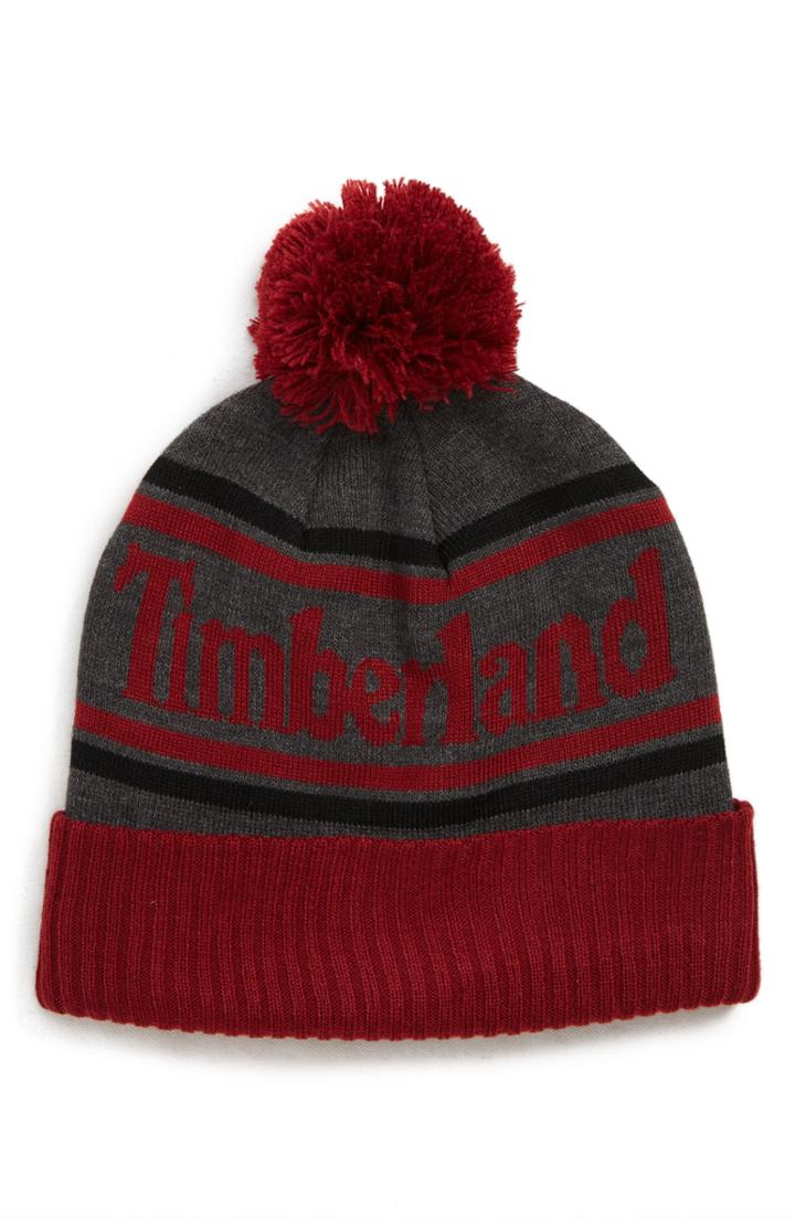 Men's Timberland Cuffed Pom Beanie - Red