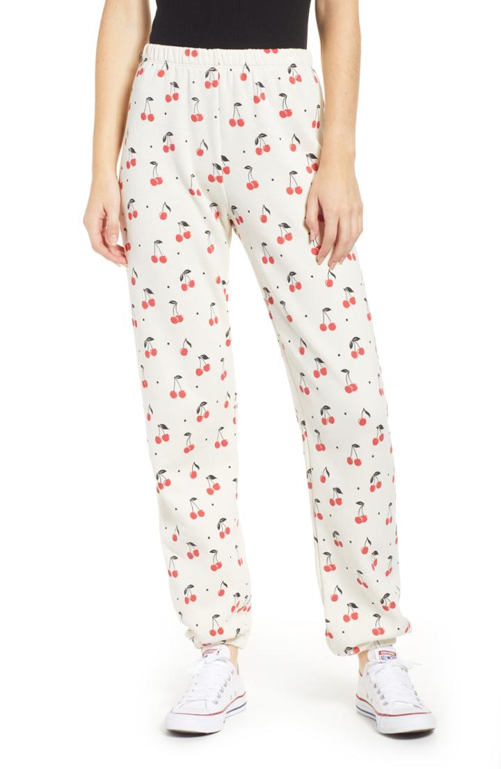 Women's Wildfox Cherry Oh Baby Easy Sweatpants - White