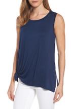 Women's Caslon Knot Front Jersey Tank, Size - Blue
