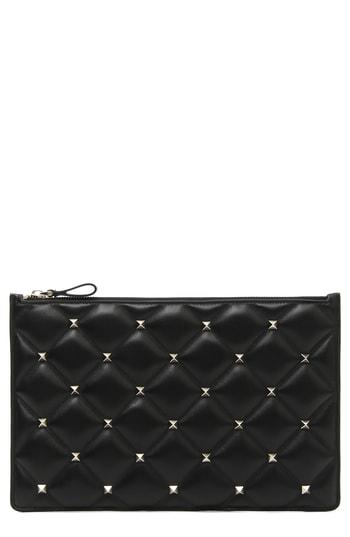 Valentino Garavani Large Candystud Leather Pouch - Black