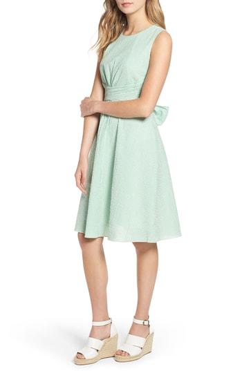 Women's J.crew Tie Waist Seersucker Dress - Green